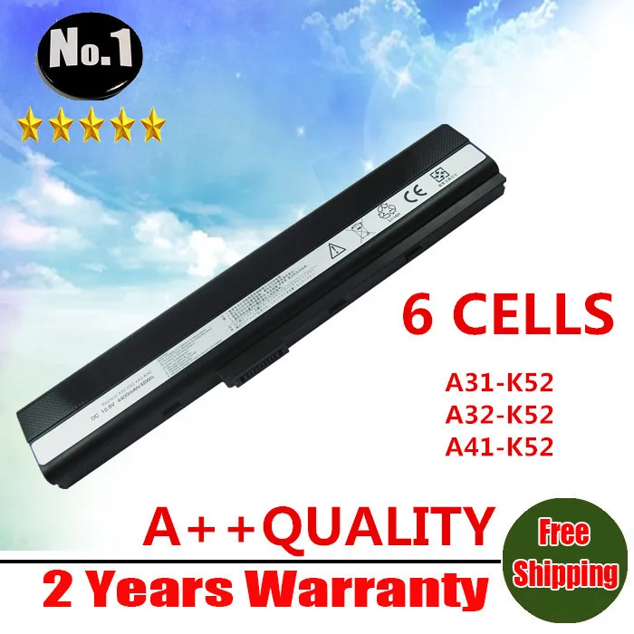 Wholesale new laptop battery for Asus A52 A52J K42 K42F K52F K52J 70-NXM1B2200Z A31-K52 A32-K52 A41-K52 A42-K52 free shipping