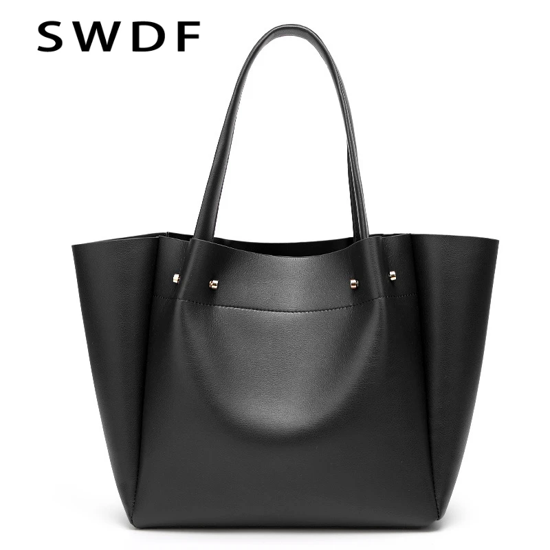 

SWDF 2019 New Ladies Luxury Handbags Simple Shoulder Bag Large Capacity Designer Women Handbags Tote Bag Bags For Woman