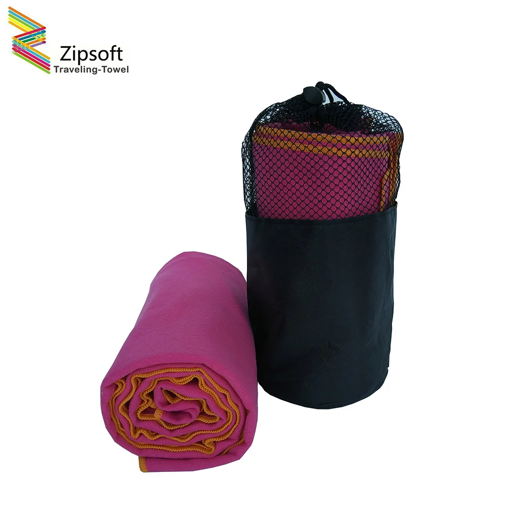 Zipsoft 2Pcs \ партия спортивные Полотенца с сумка Спортивная пляжные для взрослых из микрофибры Одежда заплыва бассейн Путешествия Отдых фен 2017New 75x135 см - Цвет: Rose red