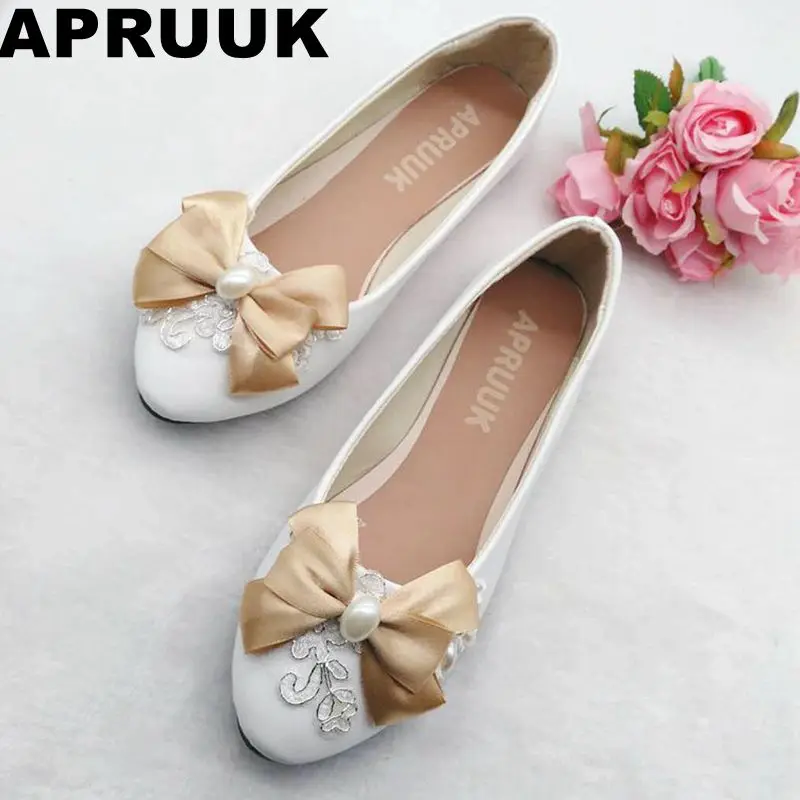lace bow flat shoes