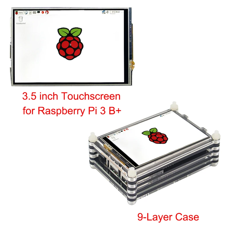 Raspberry Pi 3 B+ Touchscreen Kit 3.5'' inch LCD Touch Screen Dispaly Module + 9-layer Acrylic Case for Raspberry Pi 3 Model B+