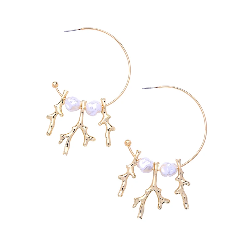 

Exaggerated circle resin pearl pendant earrings for women female drop earrings suitable for long face fashion earring jewelry