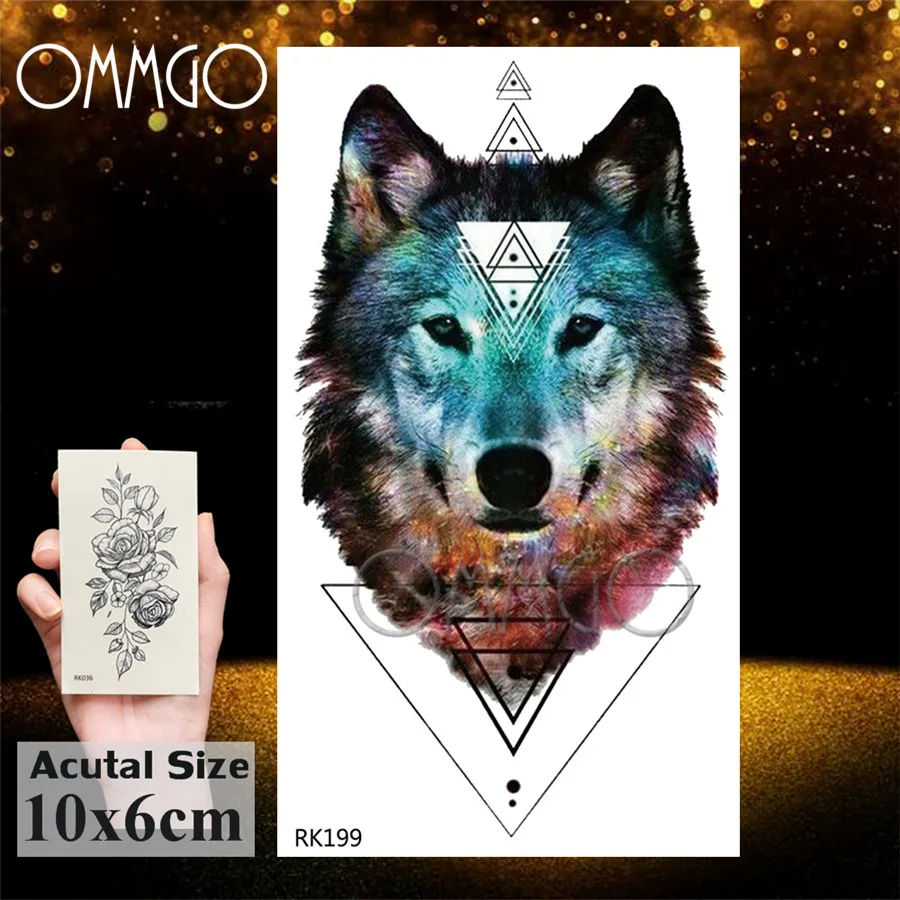 OMMGO 3D Ромбы, треугольники, череп, монашка, временная татуировка, наклейка для мужчин и женщин на руку, нога, бумага для тату, водонепроницаемый, боди-арт, черные татуировки - Цвет: ORK199