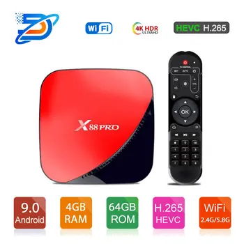 

X88 pro Android 9.0 TV BOX 4GB RAM 64GB Assistant Rockchip RK3318 Quad core 2.4&5G Dual Wifi H.265 4K