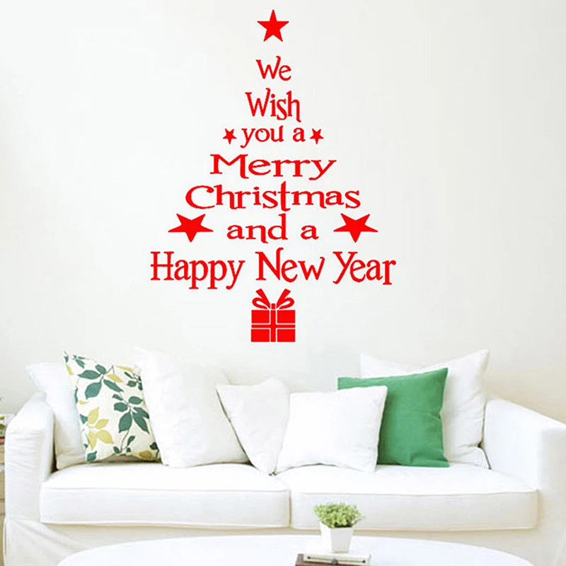 1Pc Christmas Tree Wall Sticker Decals Snowflake Store Home Window Glass Poster Mural Wall Art Christmas Party Decorations