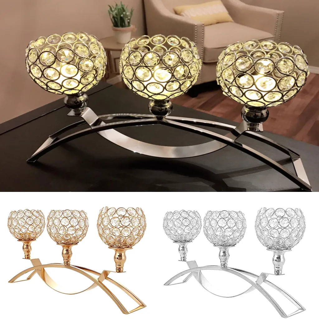 

Creative candlestick 2019 Crystal Pillar Candle Holders Wedding For Living Room Table Decoration