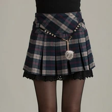Юбки женские осенние зимние мини-юбки модные женские большие размеры повседневная юбка в складку с высокой талией клетчатые юбки женские s-xxl