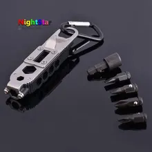 EDC Multifunctional Outdoor Pocket Tools LED Screwdriver Wrench Opener Key Chain
