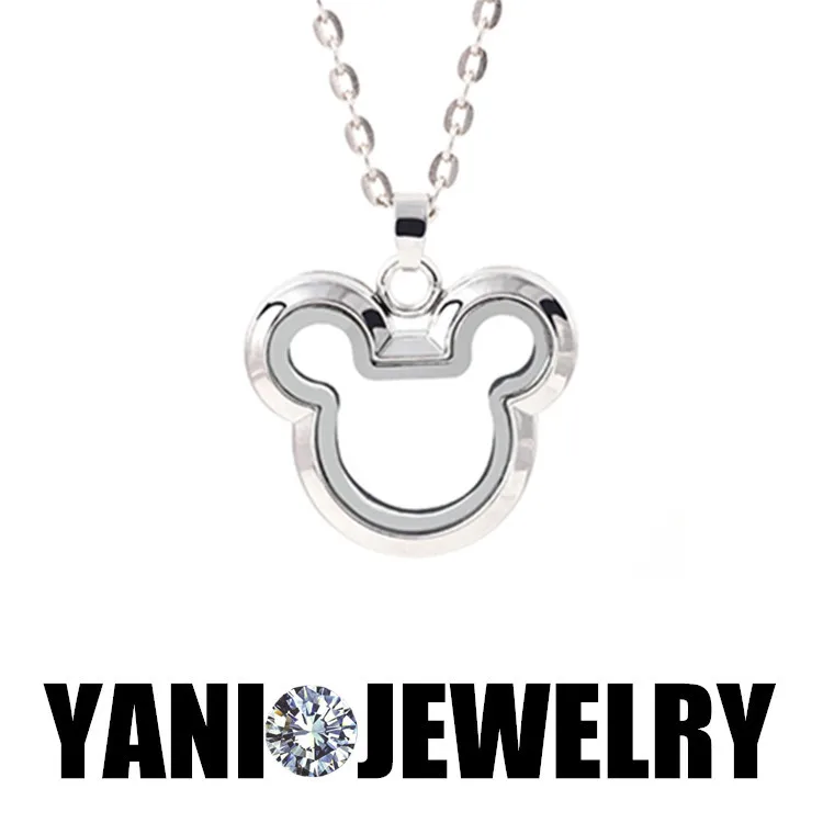 

10pcs/lot 4 Colors Free Chains Minnie Mouse Floating Locket Necklaces & Pendants Magnetic Memory Photo Living Glass Locket