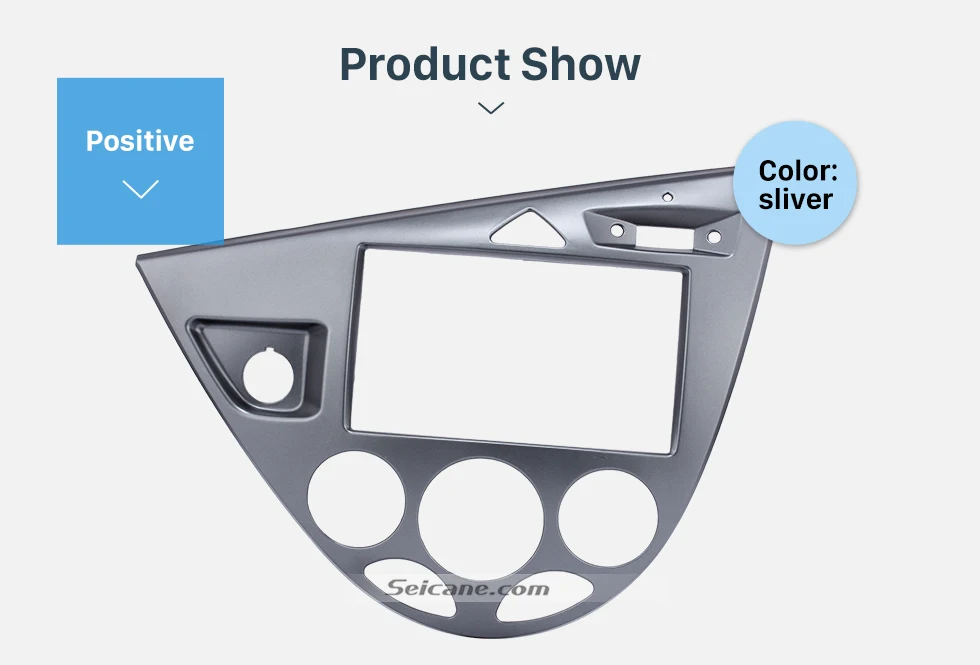 Seicane Silver Double Din Car Radio Fascia for 2006 Ford Fiesta Focus European LHD Audio Frame DVD Player Dash Mount