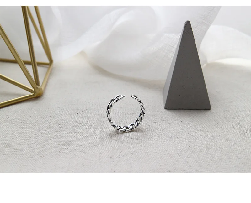 F.I.N.S кольцо из стерлингового серебра 925 винтажное звено цепи кольцо открытый 925 Серебряные женские кольца классические регулируемые ретро Обручальное кольцо