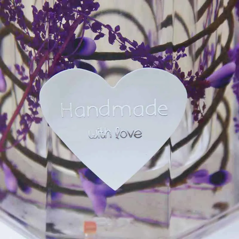 100pcs mulit paper gold/silver foil labels DIY handmade with love self adhesive labels heart shape thanks you gift labels 33*29m 