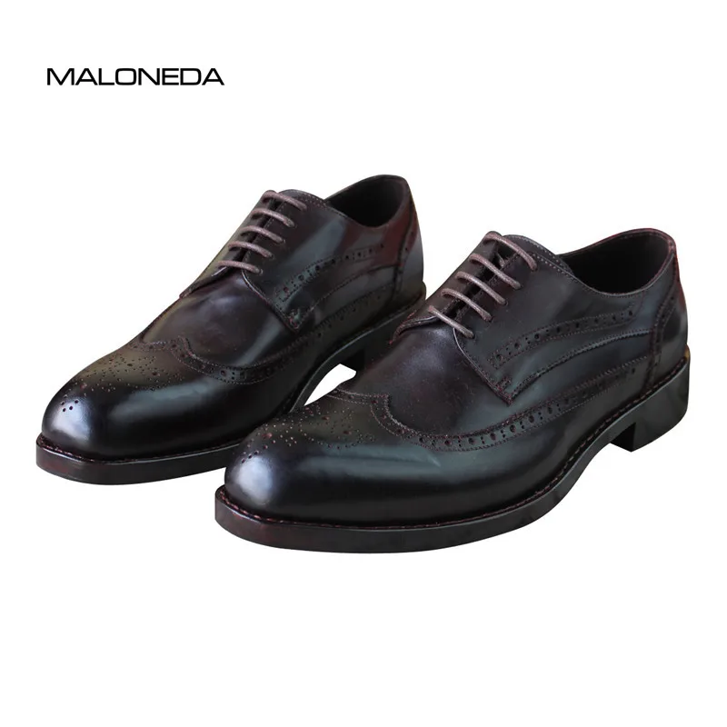 MALONEDA индивидуальные Goodyear Welt платье Высококачественная натуральная кожа итальянский Ботинки-броги для Для мужчин