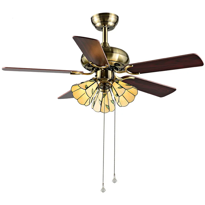 

Eusolis Wooden Ceiling Fan 42/48 Inch Ventilateur De Plafond Glas Moderne Plafond Licht Ventilator Lamp Living Room Retro Fan