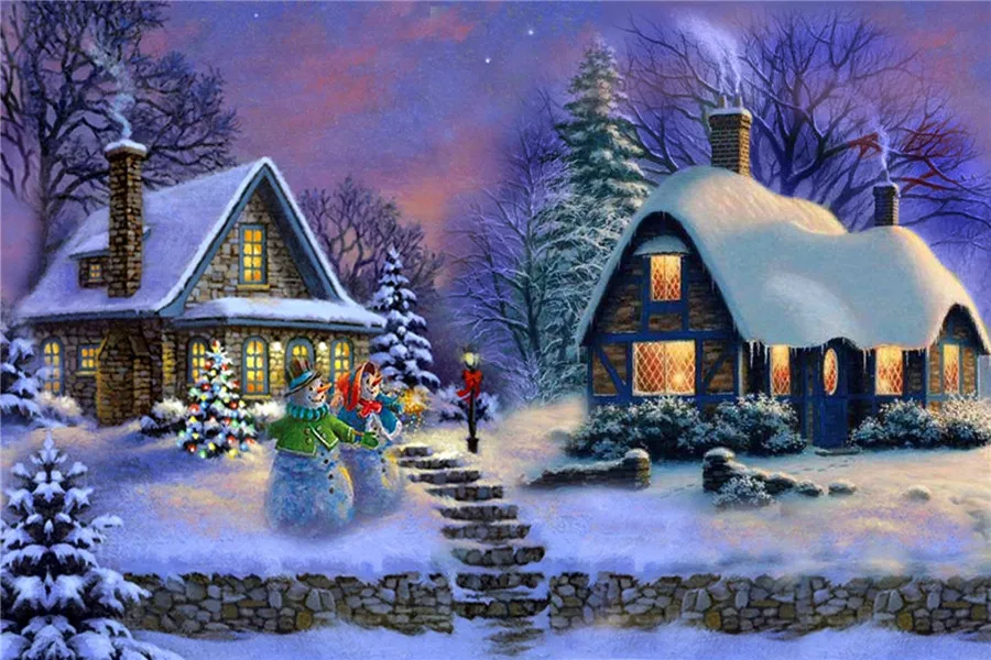 5d diamond painting full square Santa Claus Winter snow scene diamond
