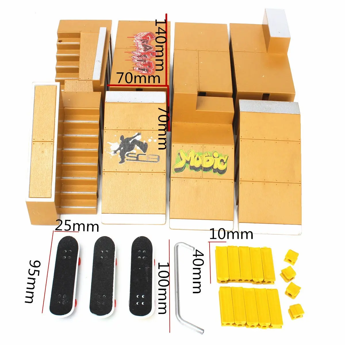 Finger Board Skate Ramp Table Set With 3 Fingerboard Professional