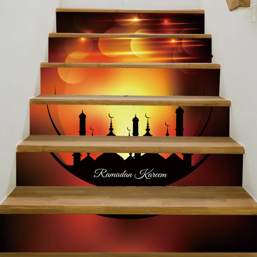Мусульманский Рамадан благословение пол лестницы креативные лестницы наклейки Современный дизайн Фреска для лестницы ванная комната Домашний декор лестницы 9A05