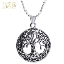 BOAKO Tree Necklace Women/Men Stainless Steel Hollow Life Tree Pendant Necklace Titanium steel Jewelry Girl Hiphop Collier Z5 hollow tree of life stainless steel colorful earrings