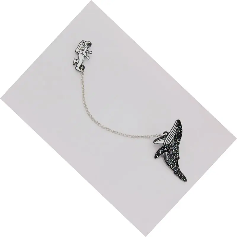 

New universe whale cartoon badge metal alloy Brooch collar pin astronaut drip oil Brooch