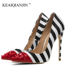 KEAIQIANJINWoman Rivet Purple 12 CM Ultra High Heels Shoes Plus Size 33 - 44 Red Party Wedding Pumps Pointed Toe Sexy Pumps 2018 KEAIQIANJINWoman Rivet Purple 12 CM Ultra High Heels Shoes Plus Size 33 - 44 Red Party Wedding Pumps Pointed Toe Sexy Pumps 2018