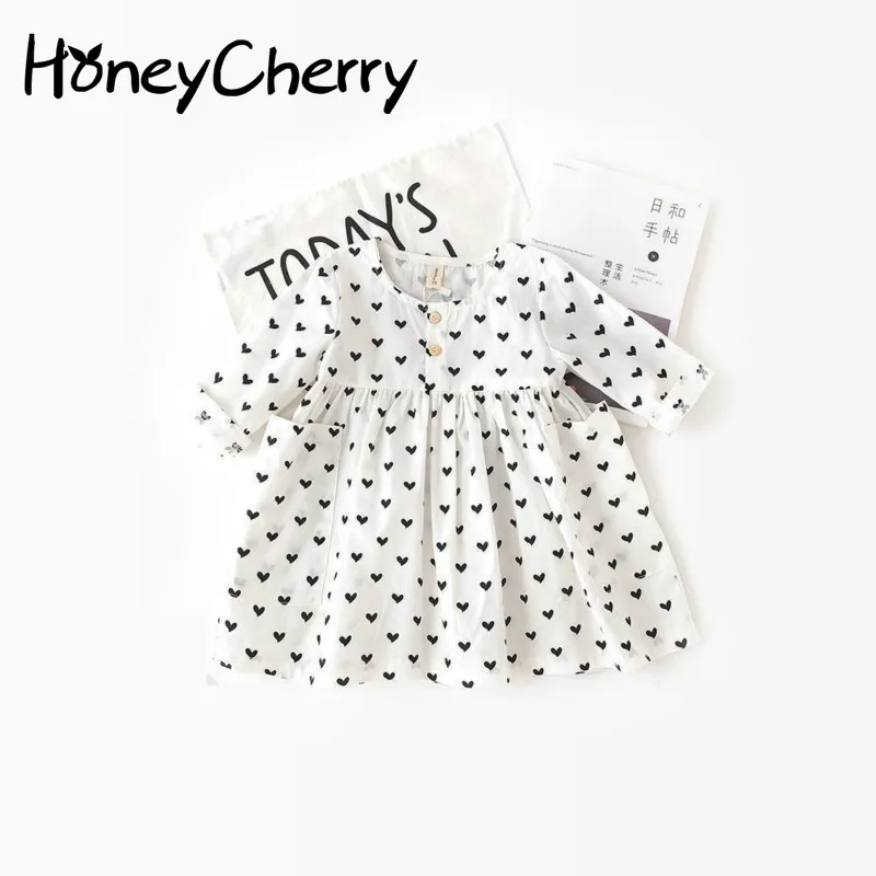 

Spring 2018 Dress Cute Children Love Korean Girls Thin Cotton Princess Girls Dresses For Party And Wedding Baby Girl Clothes