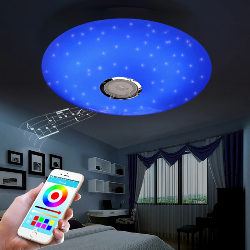 Светодиодный потолочный светильник s RGB с регулируемой яркостью, 36 Вт, приложение, дистанционное управление, Bluetooth, музыкальный светильник, лампа для спальни, умный потолочный светильник, AC86V-265V