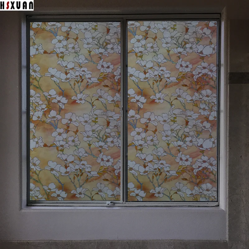 removable tint window films sunscreen 50x100cm flower home decor self Adhesive living room