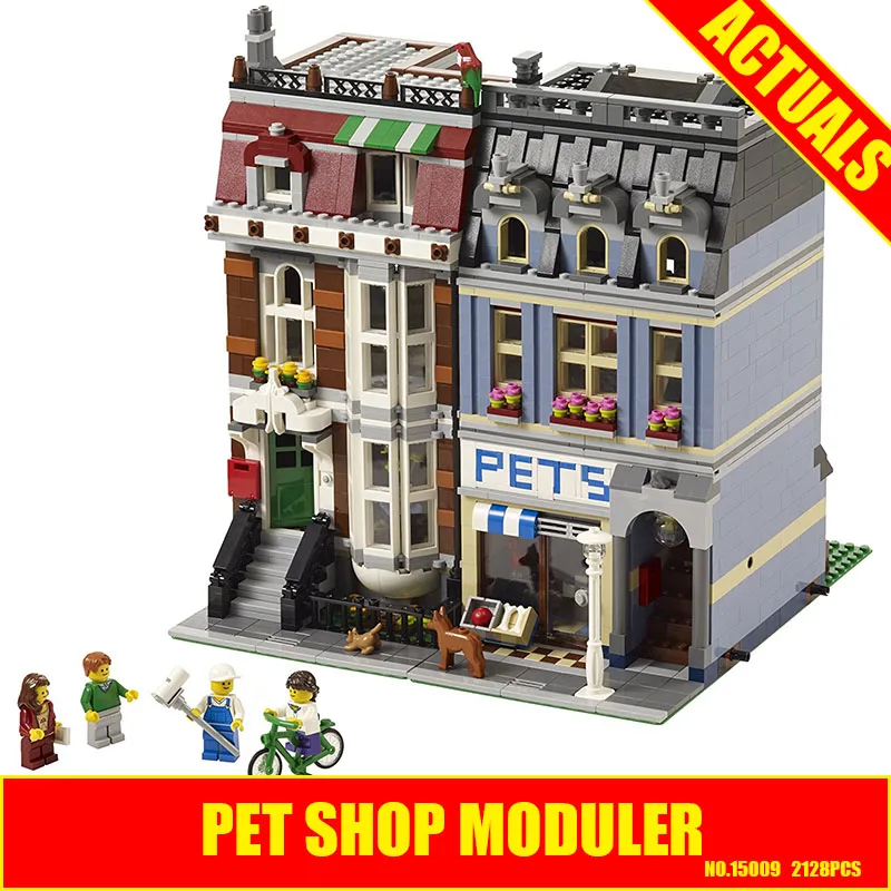 LEPIN 15009 City Street set Pet Shop Model Building Kits Blocks action bricks baby lovely toy 10218DIY Educational Gift for Girl