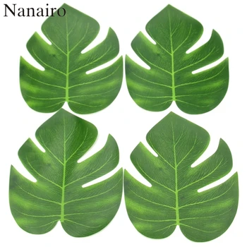 

24pcs 2 Size Large Artificial Silk Palm Monstera Leaves for Hawaii Luau Party Decorations Beach Theme Wedding Table Decoration