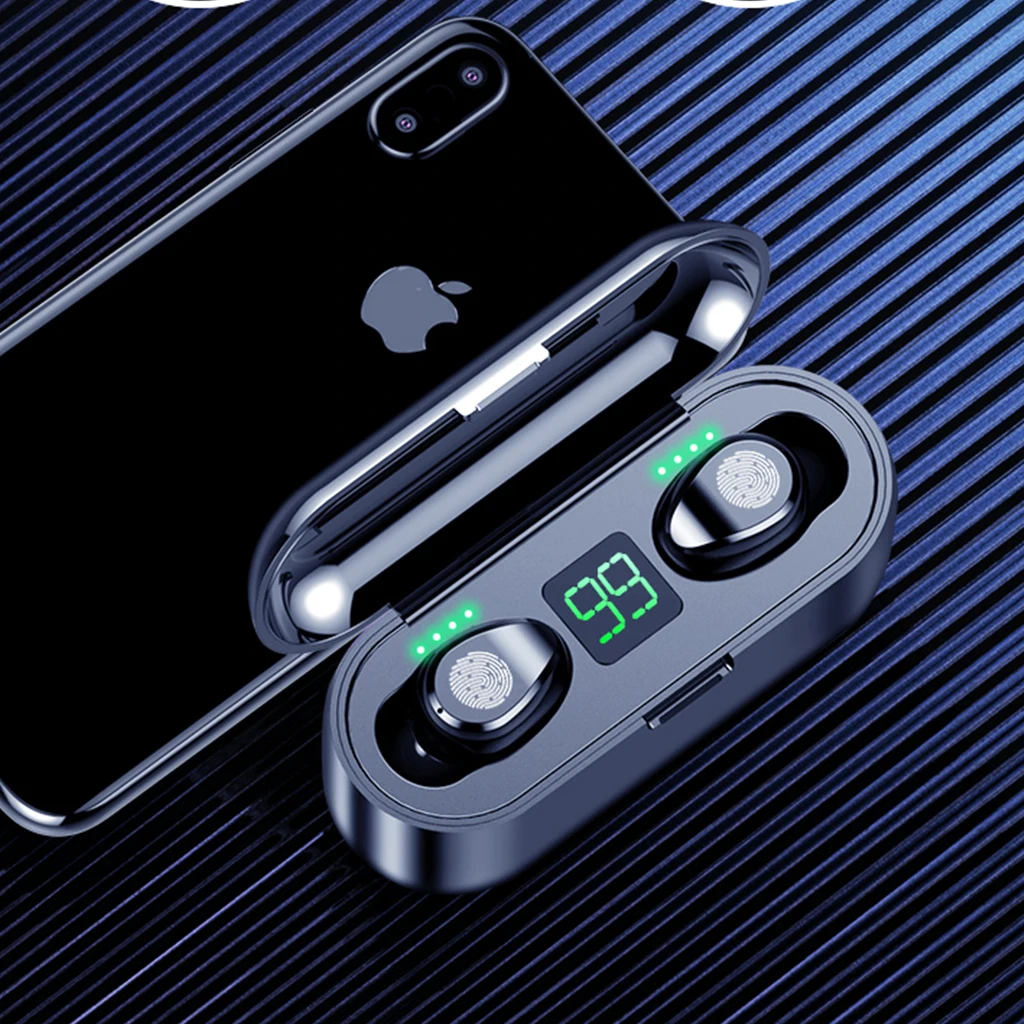 

TWS Bluetooth 5.0 Earbuds True Wireless Stereo earphone 8D Stereo Waterproof inEar Wireless Charging Case Built-in Mic Headset
