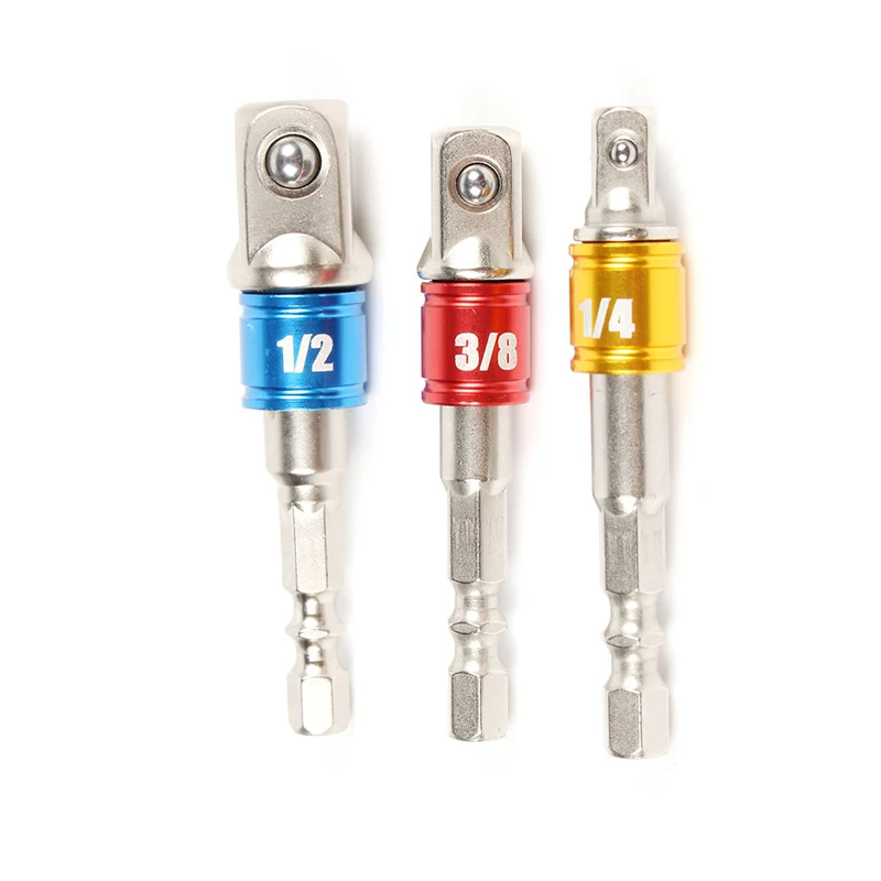 

3pcs/Set 1/4" 3/8" 1/2" Socket Adapter Drive Power Hex Bit Set Wrench Sleeve Extension Bar Vanadium Socket Spanner Adapter