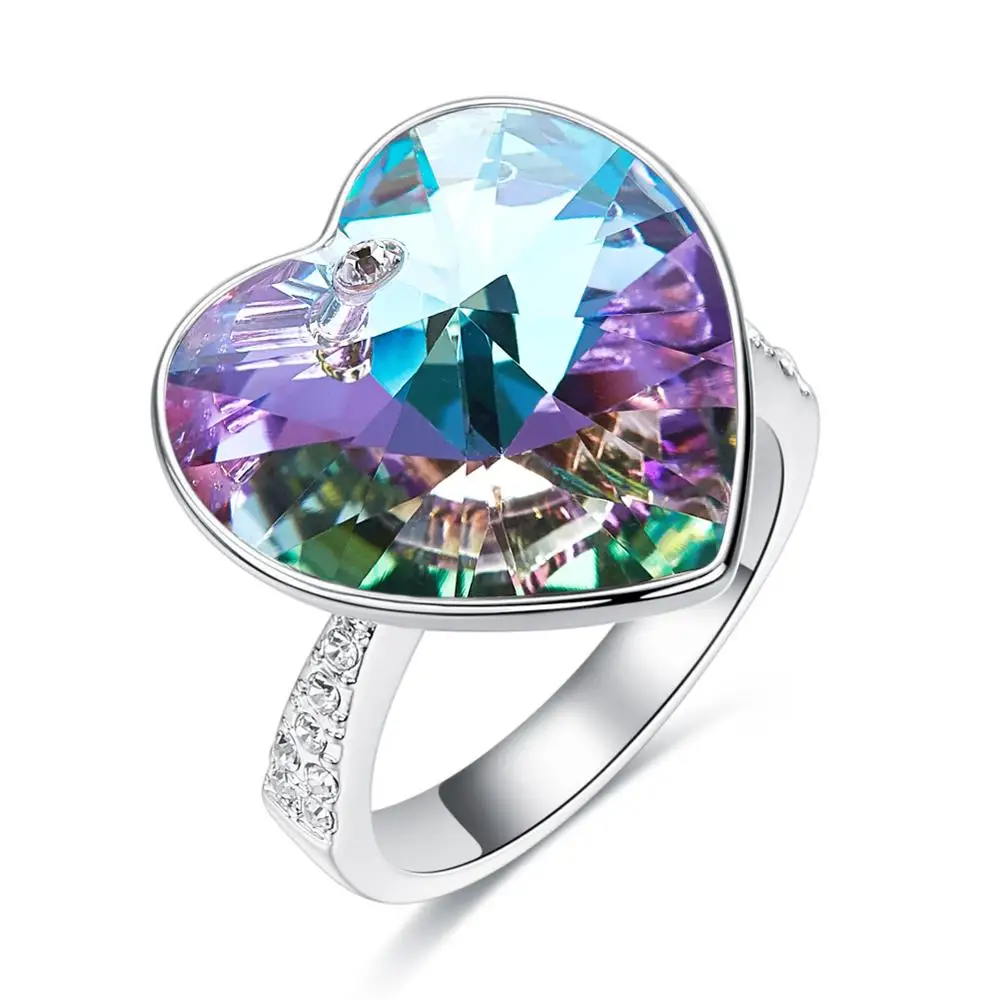 

Luxury Women Rings Embellished with crystals from Swarovski Heart Ring Wedding Rings For Her Love Gifts Party Jewelry