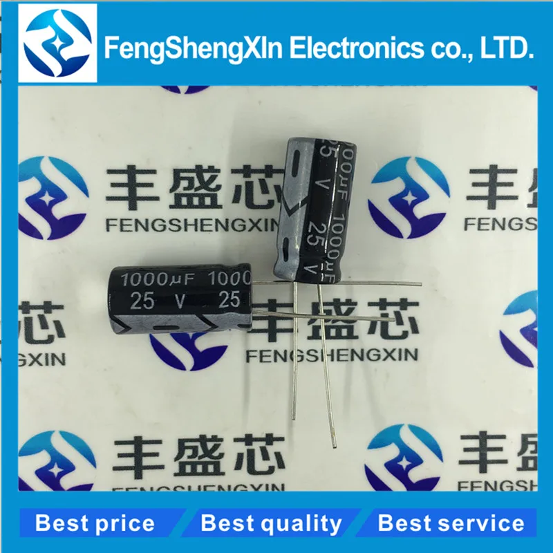 

50pcs/lot NEW 25V/1000UF 1000UF25V 10*20 volume 10*20mm plug-in quality electrolytic capacitors