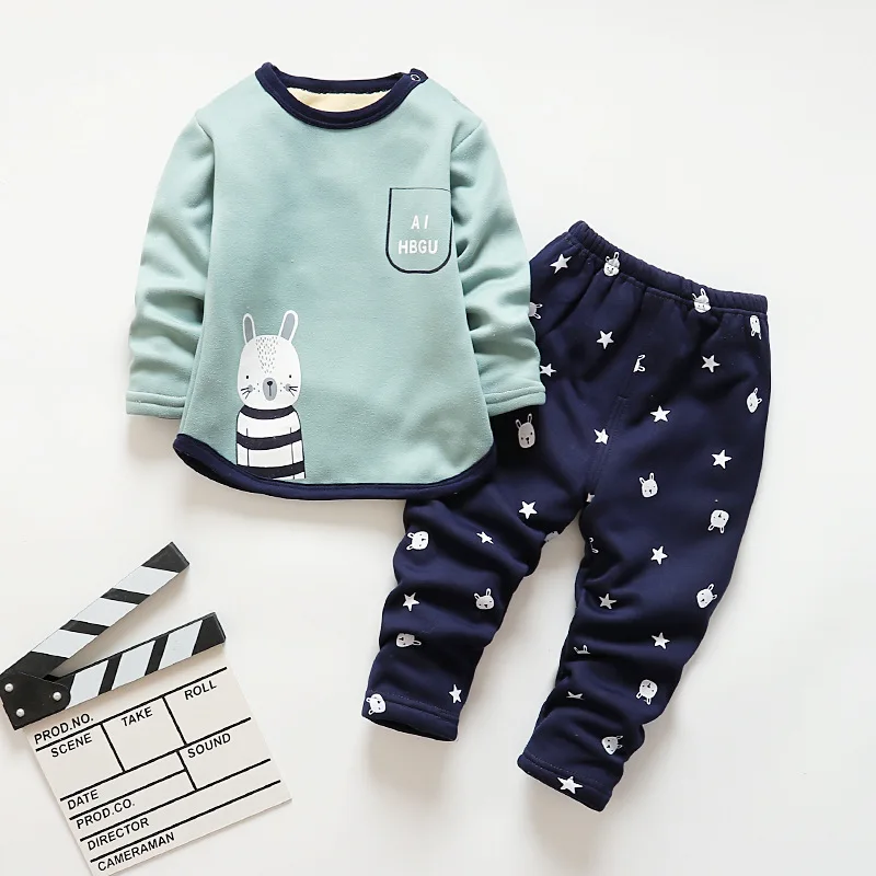 BibiCola autumn boys pajamas clothing casual long sleeve clothes sets cotton fleece homewearchildren boys fashion warm sleepwear