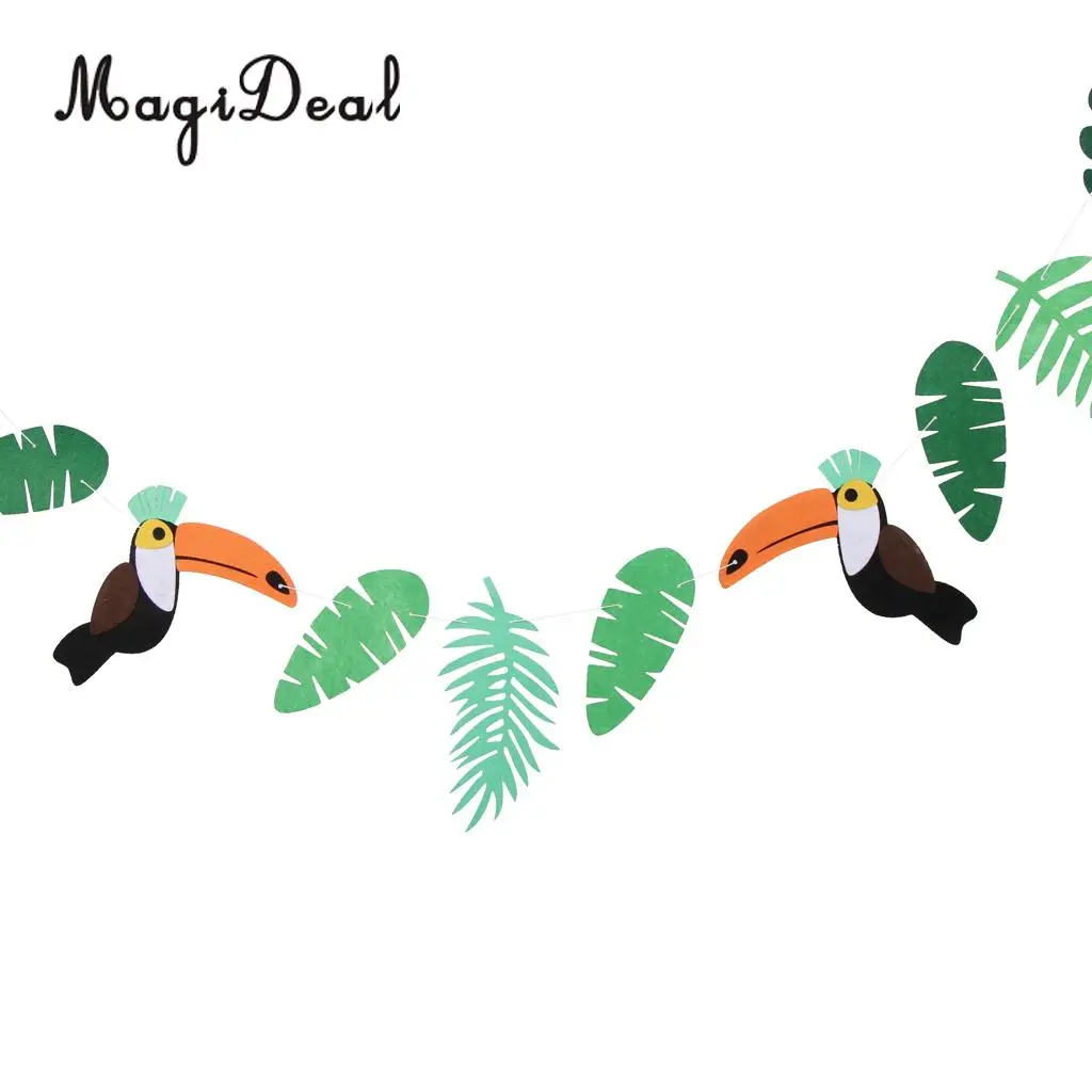 MagiDeal Hawaiian Toucan Leaf Flower Felt Banner Summer Garland Wedding Baby Shower Birthday Party Photo Prop