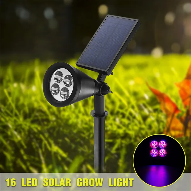16 LED Solar Plants Grow Light Garden Greenhouse Flower Vegetable Bulb Lamp Solar Grow Light
