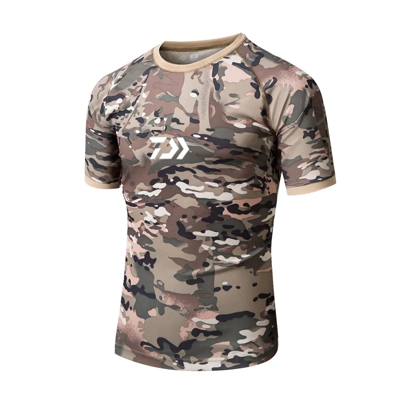 Мужская летняя футболка для походов спорта рыбалки быстросохнущая дышащая с защитой от ультрафиолета для рыбалки одежда с коротким рукавом Одежда для рыбалки - Цвет: CP Camouflage