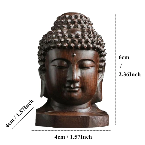 Wood Buddha VILEAD 2,36 ''деревянная статуя Шакьямуни 6 см деревянная статуя Будды креативные статуэтки татхагата красное дерево индийский Будда голова ремесла - Цвет: Wood Buddha