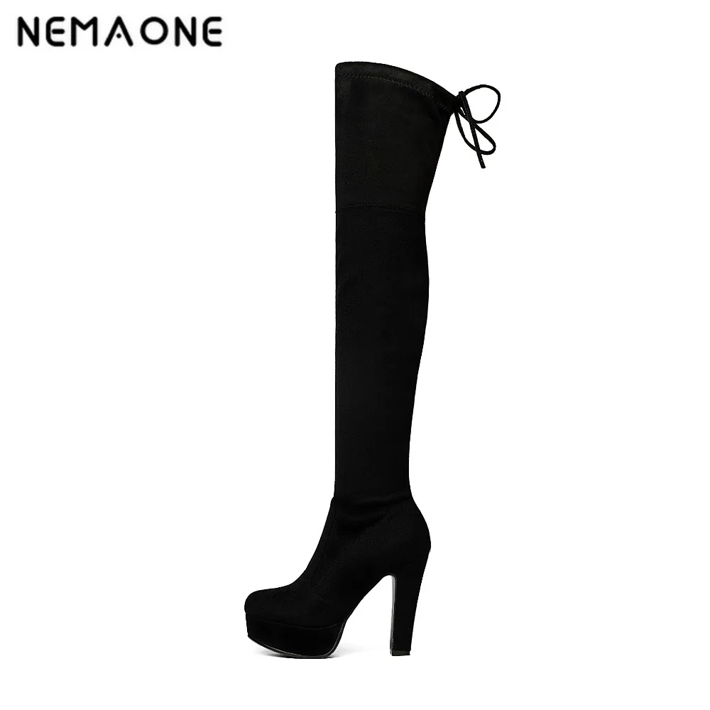 

NEMAONE 2017 new arrive autumn/winter fashion sexy women high-heeled platform pump knee-high boots size 34-43