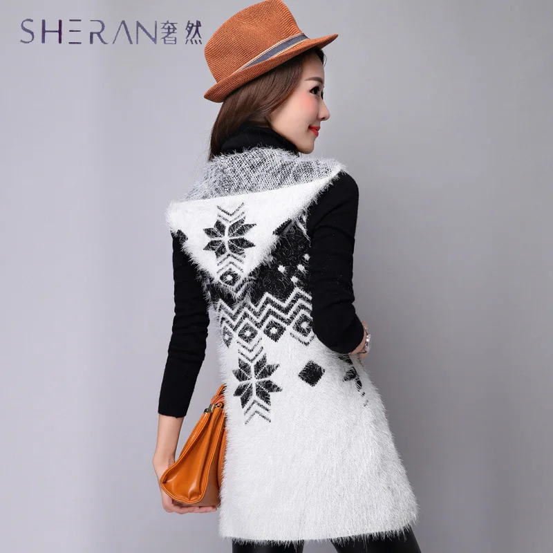 2021 Spring Autumn New Winter Vest Women Long Sweaters Knitted Cardigan Mohair Hooded Slim Cardigans Plus Size Coat |
