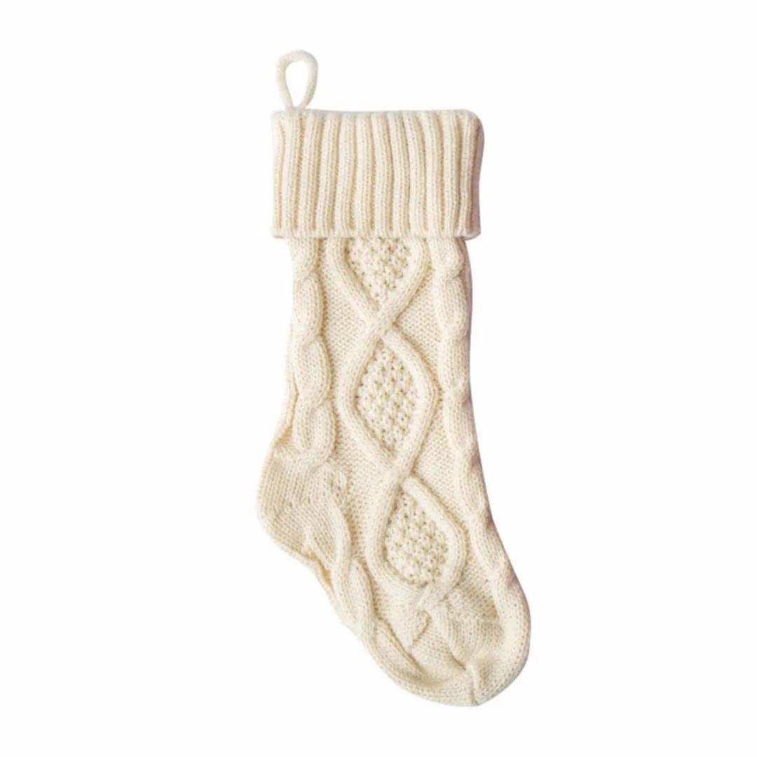 2018 NEW DIY Christmas Knitted Stocking Hanging Crochet Stock Xmas Tree Ornament Decor Gift