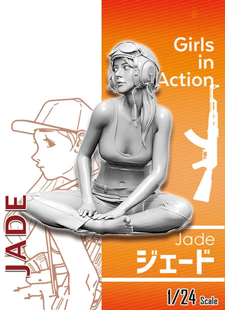 

Unassambled 1/24 summer Commander girl Historical Resin figure miniature model Unpainted