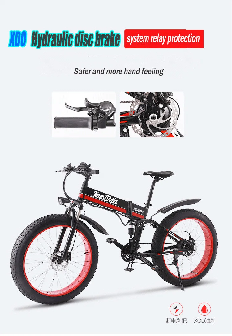 Flash Deal Electric snow  bike  Fat folding  bicycle 48V*500w lithium battery  aluminum frame and LED light SHIMANO transmission 2