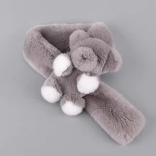 Детская шапка шарф осень зима Настоящий мех кролика шарфы для женщин для мальчиков обувь девочек натуральный шарф из натурального меха