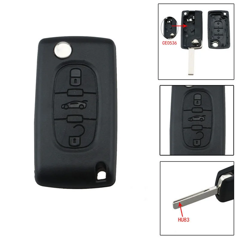 3 Buttons Car Key Refit Cover Case Shell For CITROEN C2 C3 C4 C5 C6 XSARA GRAND PICASSO Flip Fob Uncut Blade Remote | Автомобили и