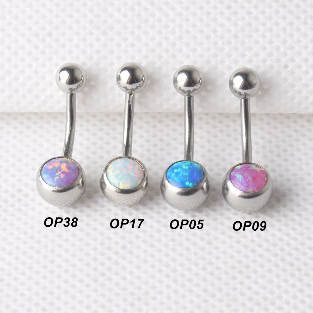 Retail Opal Stone Belly Button Rings Sexy Woman Belly Piercing Barbell