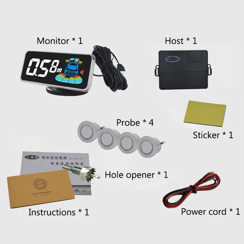 Sensor de aparcamiento de 4 sondas con pantalla de altavoz para automóvil sistema de Sensor de aparcamiento automático de Control de microordenador
