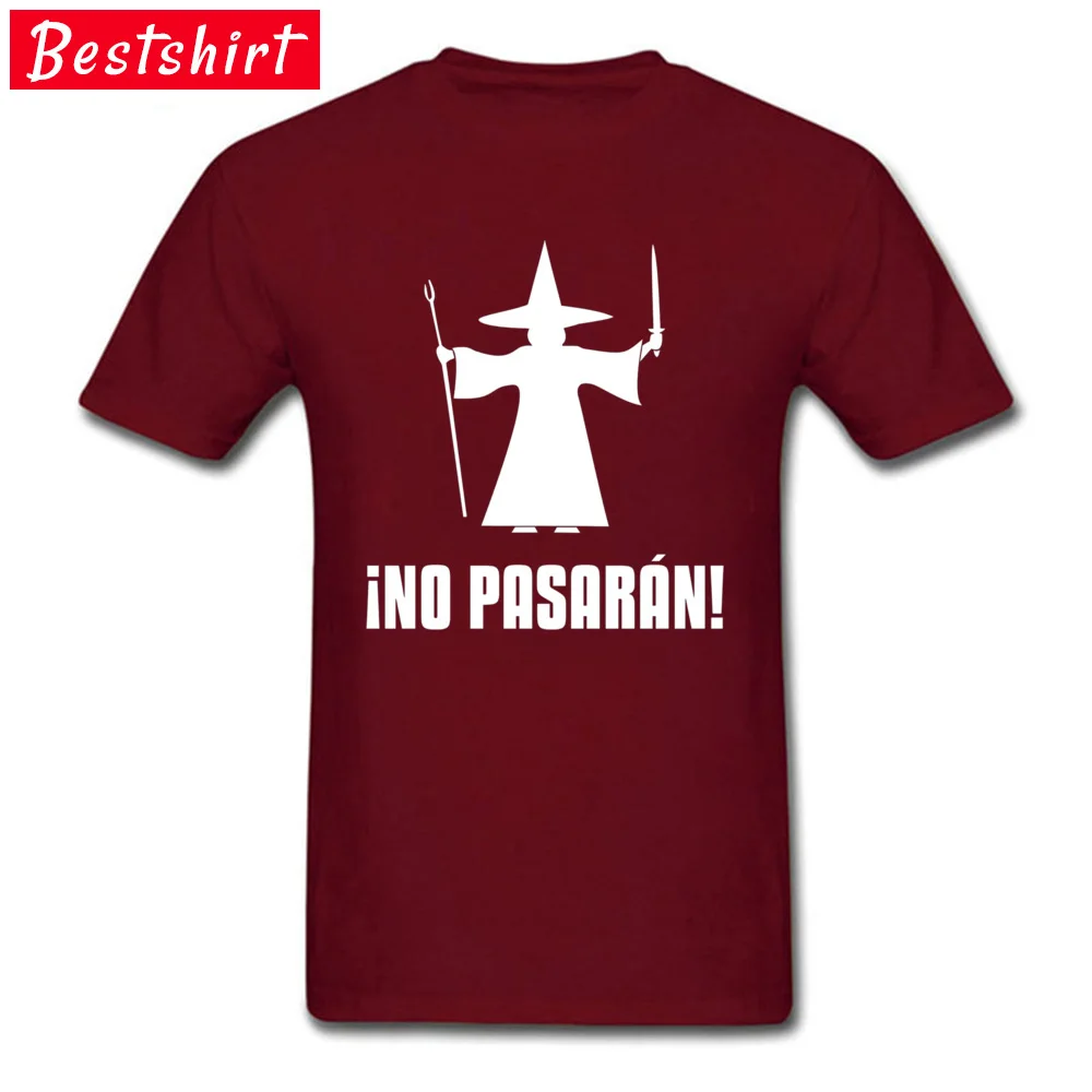 Design Graphic Men's Top T-shirts O-Neck Short Sleeve All Cotton Tops Tees Customized Tshirts Wholesale No Pasaran Anti Fascist Wizard 8735 maroon