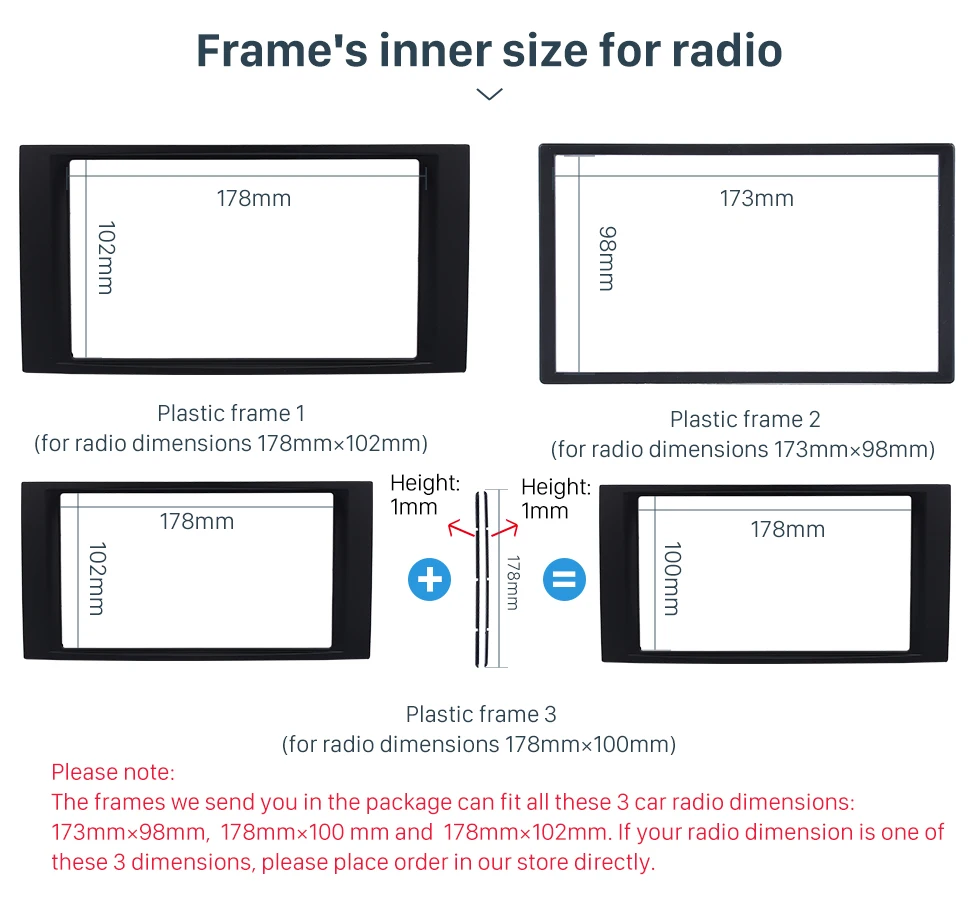 Frame's inner size for radio Double Din VW Volkswagen Touareg Transporter T5 Multivan Car Radio Fascia Surround CD Fitting Kit Install Frame Trim Panel 