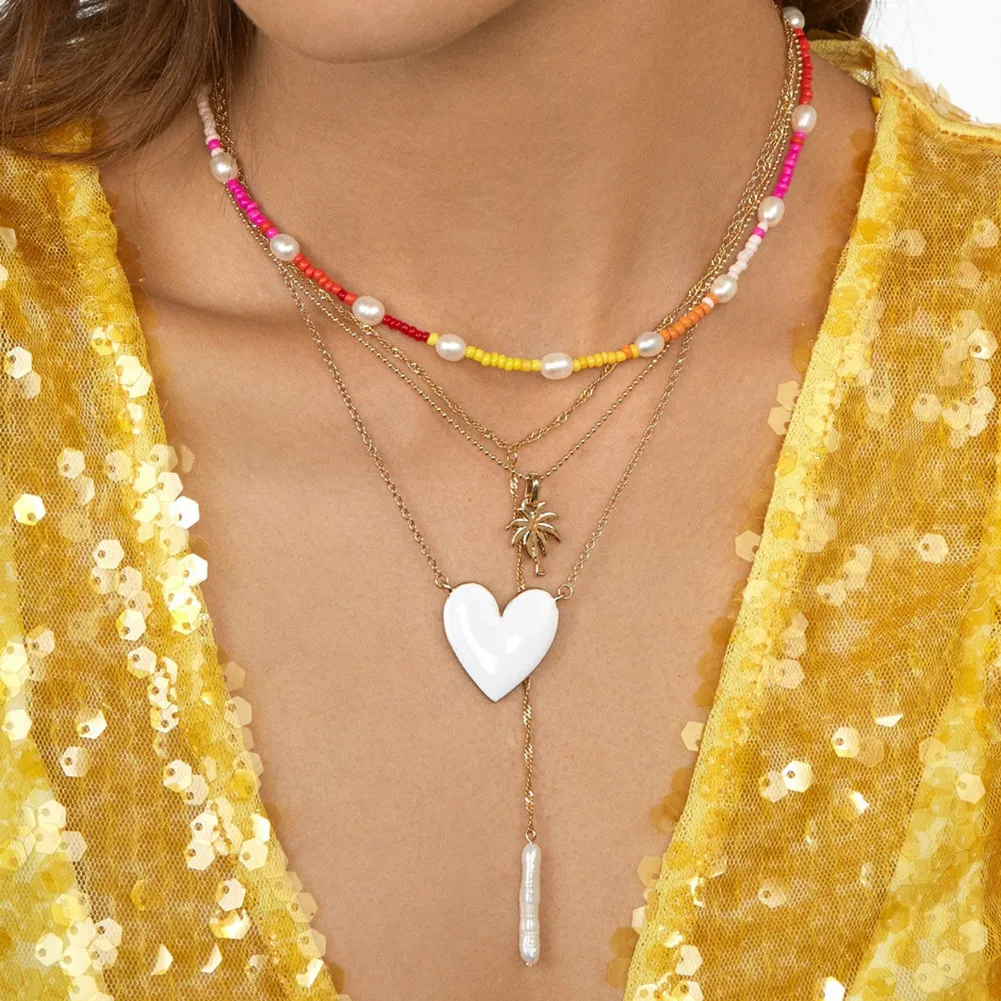 

Miwens Bauble Bar Charm Heart Pendant Necklaces For Women Bridal Maxi Chians Statement Necklaces Set Porm Bohemia Party Jewelry